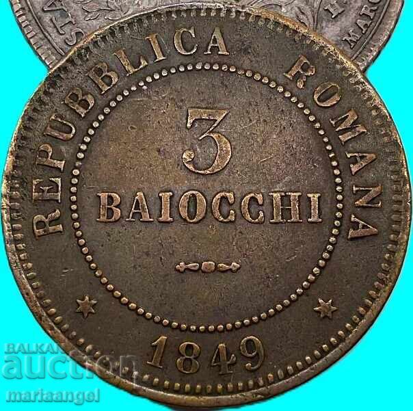 Republica Romană 3 baiocchi 1849 25,43g Italia Bologna - 6 Republica Romană 3 baiocchi 1849 25,43g Italia Bologna - 6