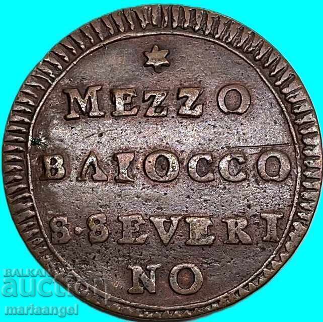 1/2 Baiocco 1775-1796 Vatican Pius al VI-lea San Severino - RAR