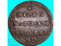 1/2 Baiocco 1775-1796 Vatican Pius VI San Severino - RARE