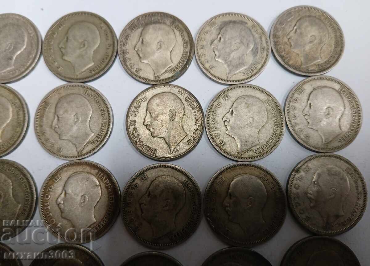 LOT OF 20 SILVER COINS OF 50 LEVA TSAR BORIS 1930-34