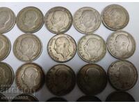 LOT OF 20 SILVER COINS OF 50 LEVA TSAR BORIS 1930-34