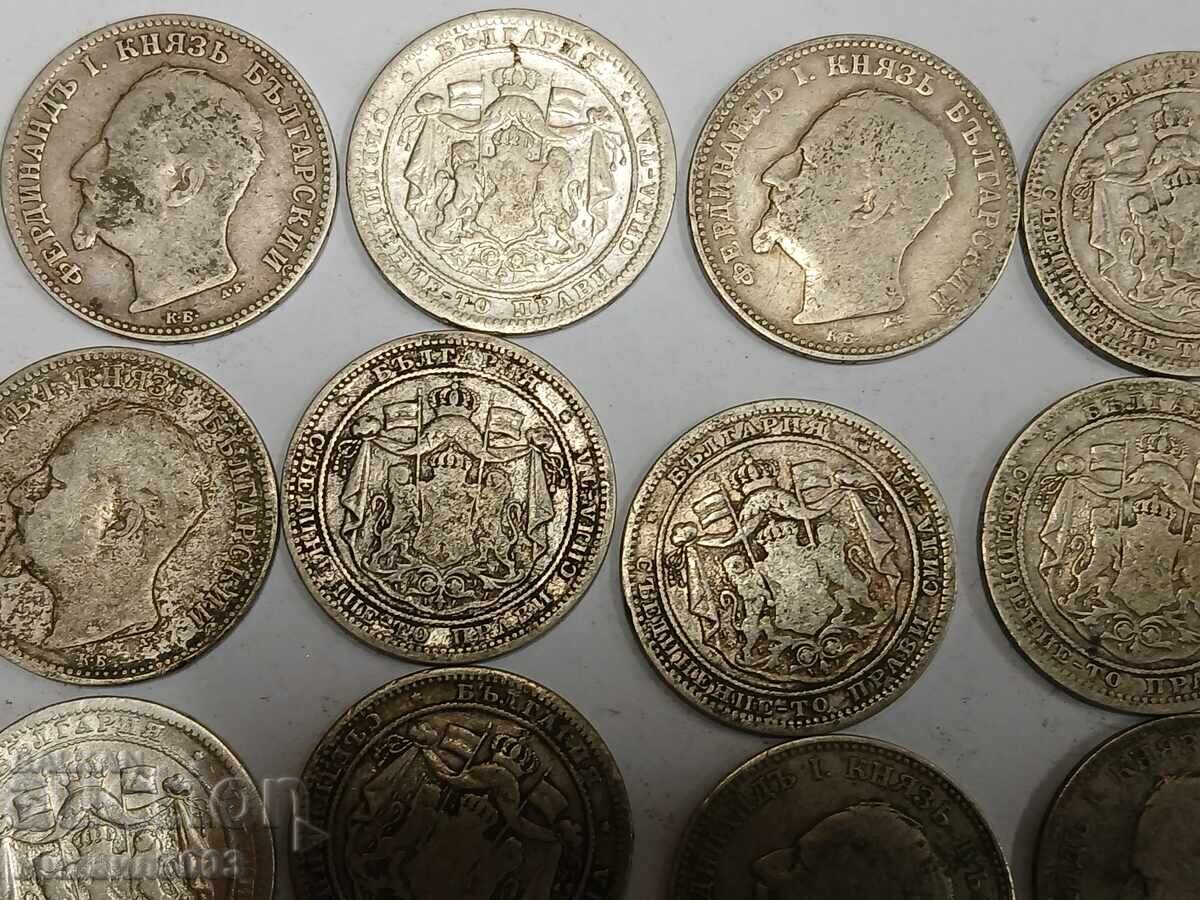 LOT 20 BUCĂȚI MONEDE DE ARGINT DE 1 LEU PRINCIPAT ȘI REGAT - 6