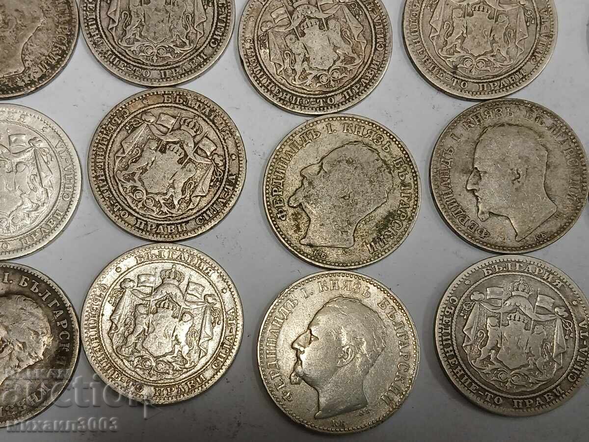 LOT 20 BUCĂȚI MONEDE DE ARGINT DE 1 LEU PRINCIPAT ȘI REGAT - 7
