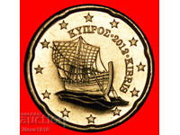 Ⰺ GRECIA (2010-2024): CIPRU★20 CENȚI 2012 NAVĂ AUR NORDIC! /c