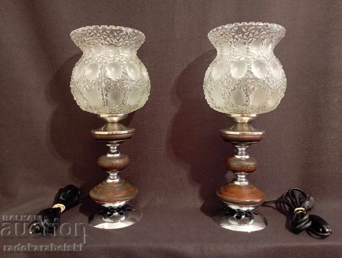 Set of two lamps with beautiful glass shades