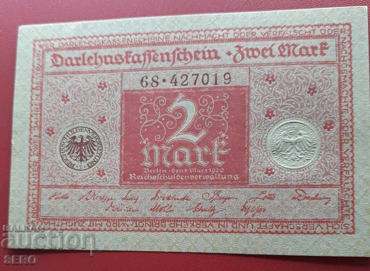 Банкнота-Германия-2 марки 1920