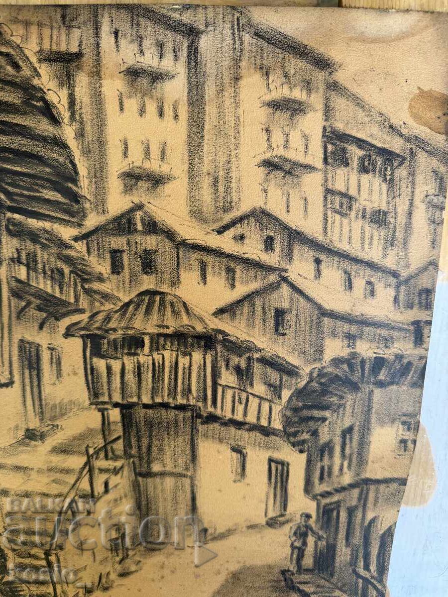 Old painting by Angel Karaneshev - Tarnovo - 5