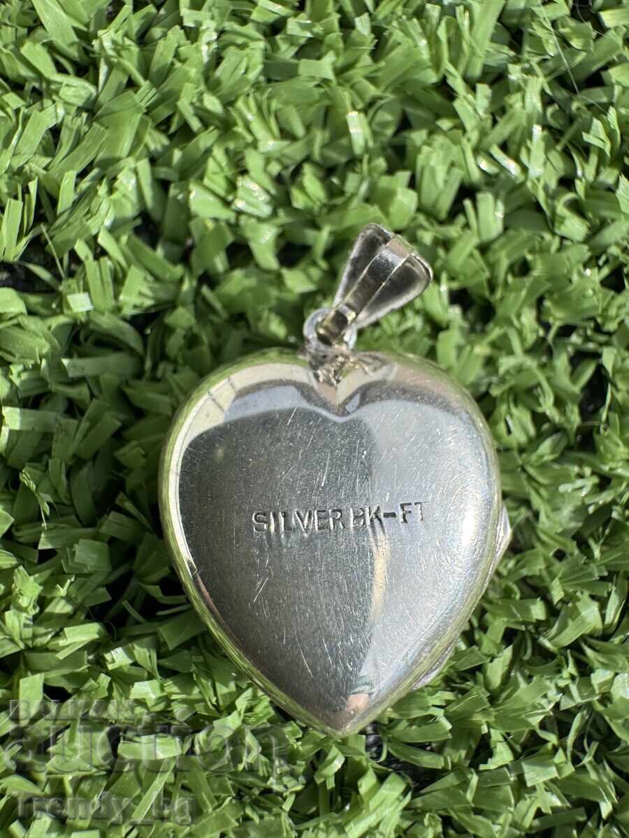 Auction Silver heart locket pendant from England | Silver BK-FT Auction Silver heart locket pendant from England | Silver BK-FT