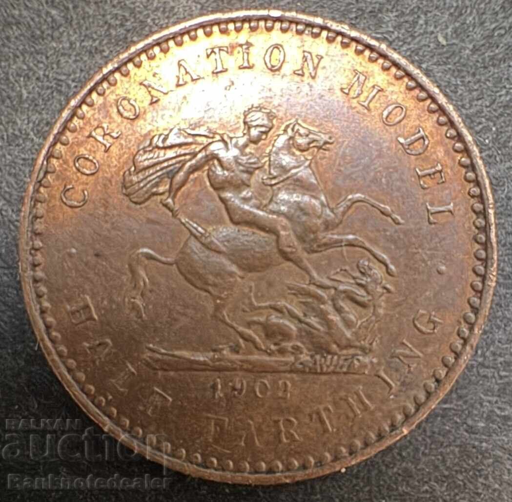 Great Britain Half Farthing 1902 Coronation Model By Lauer with price € 30.00 | 58.68 BGN