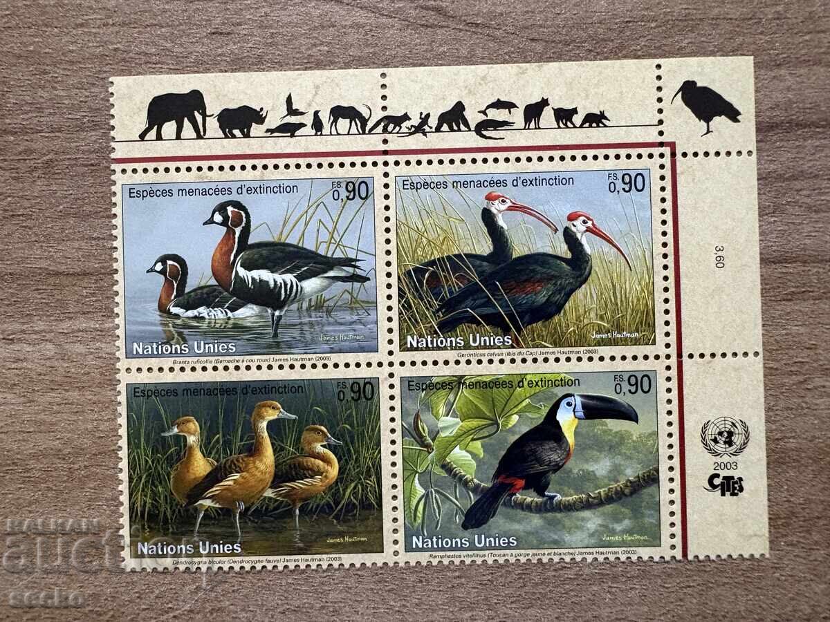 ONU Geneva - Animale pe cale de dispariție - Păsări (2003) MNH