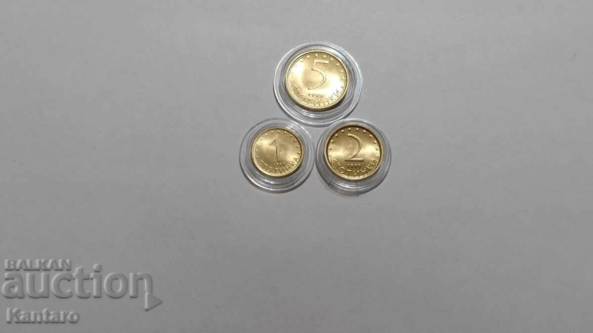 Coin - BULGARIA - Lot - 1; 2; 5 stotinki - 1999 - UNC with price € 10.00 | 19.56 BGN