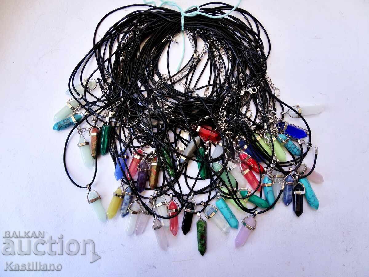 Lot of 46 natural stone pendants