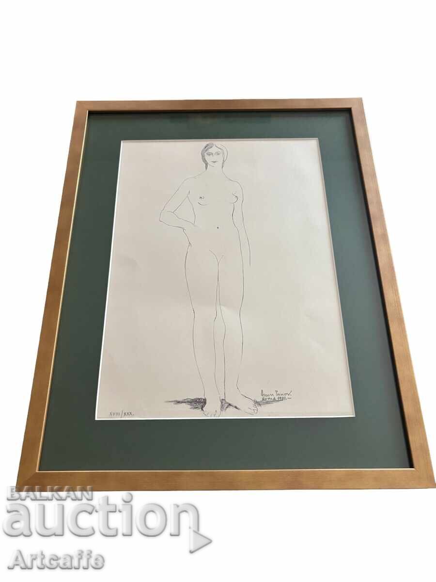 Asen Peikov-Corp gol, litografie originală semnată+ramă cu preț € 400.00 | 782.33 BGN