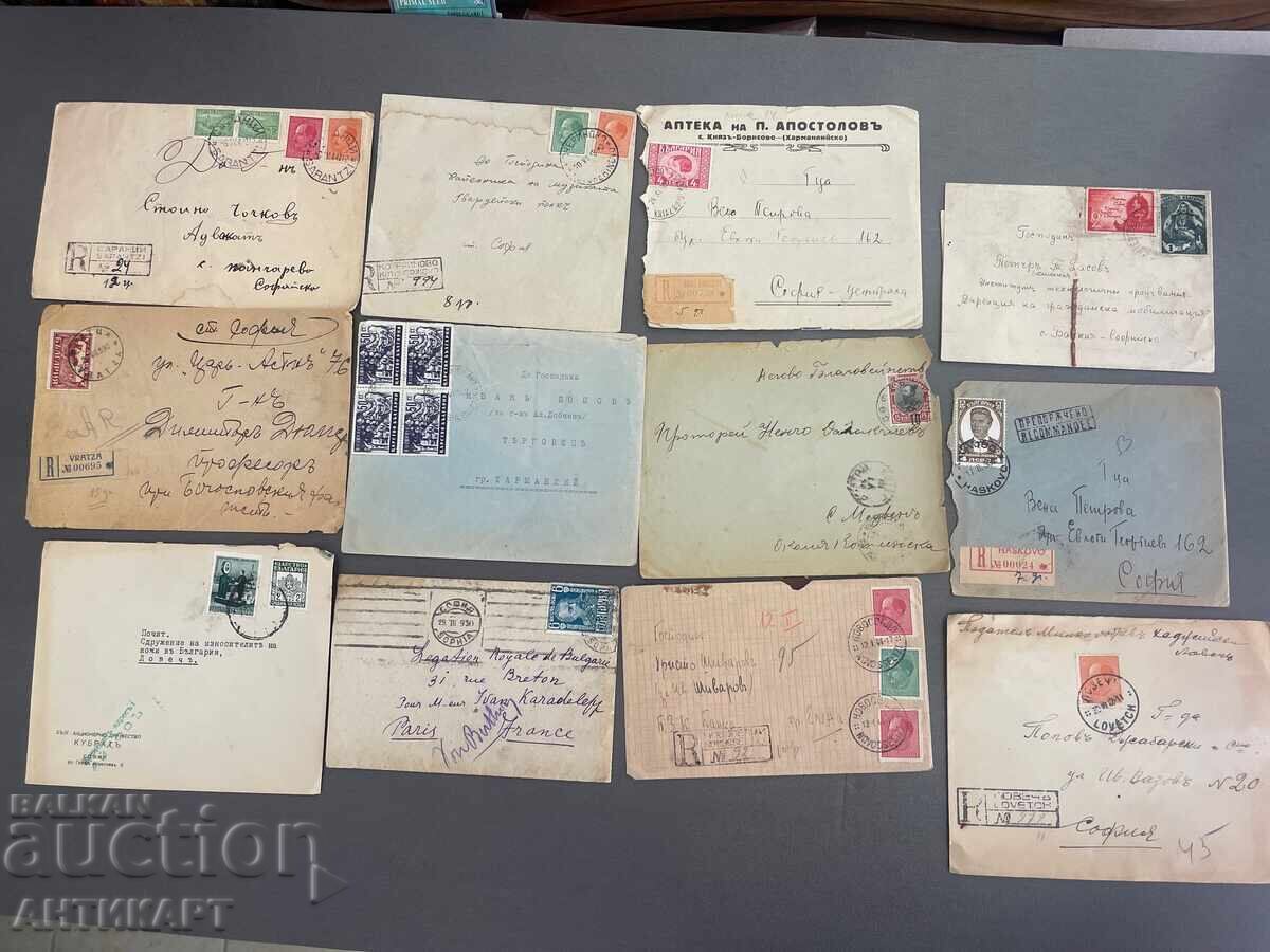 Regatul Bulgariei 12 plicuri circulate timbre țarul Boris al III-lea