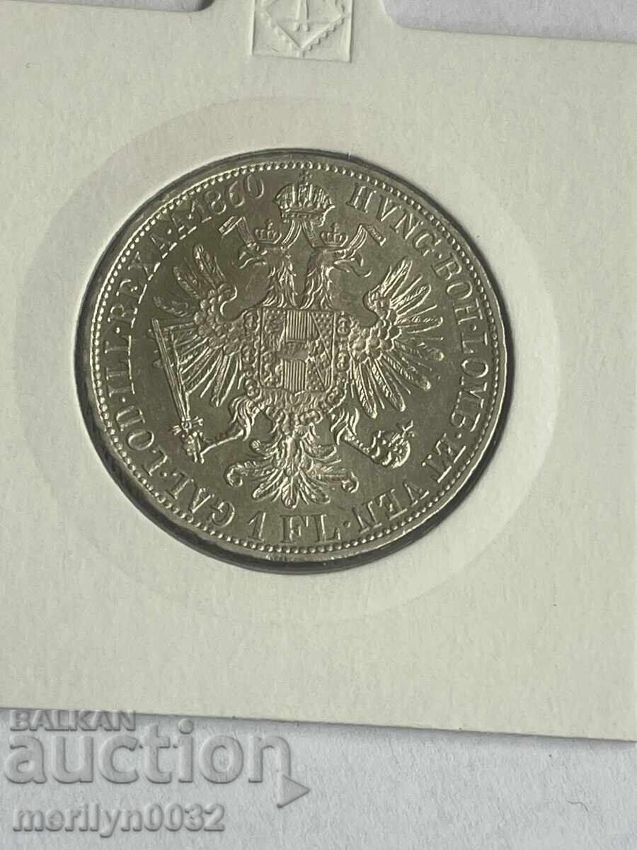 1 florin coin 1860 silver Austria-Hungary XF-Unc 1 florin coin 1860 silver Austria-Hungary XF-Unc