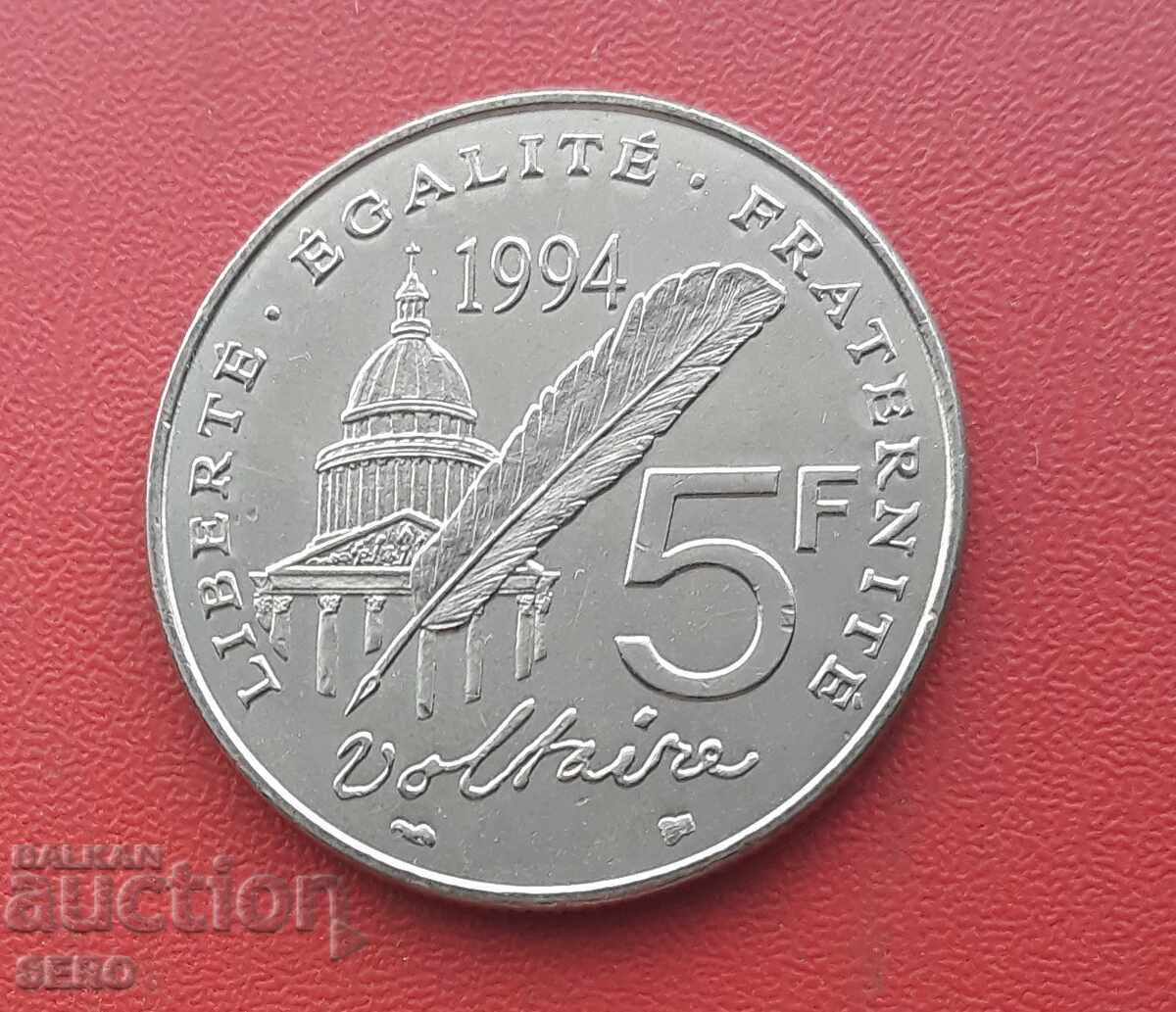 France - 5 francs 1994 - 300th anniversary of the birth of Voltaire