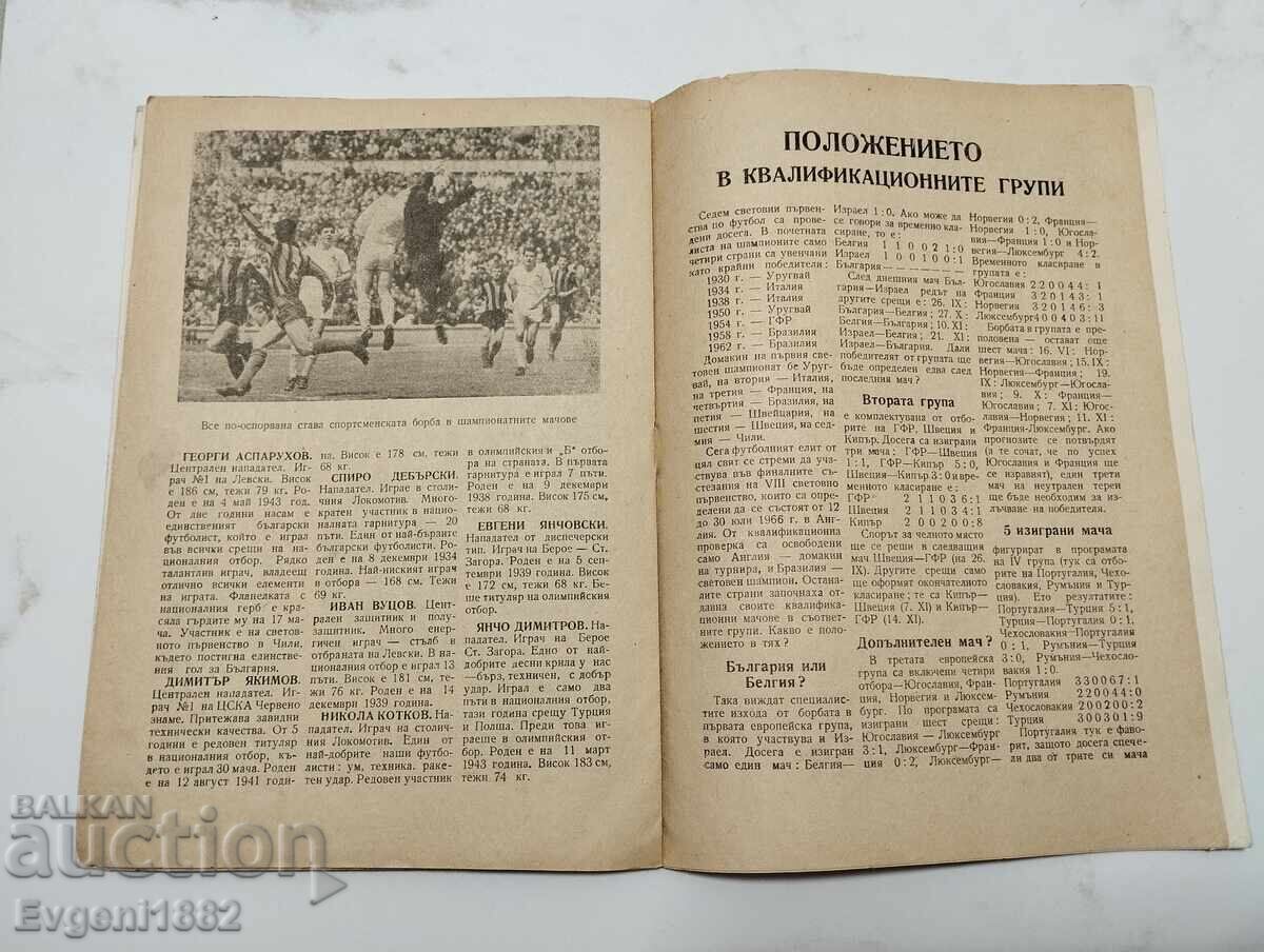 Παράδοση Βουλγαρία - Ισραήλ 13.06.1965 Ποδοσφαιρικό Πρόγραμμα 4:0