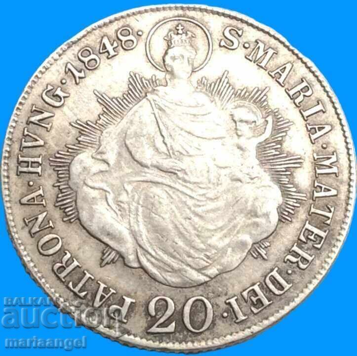 Licitație 20 kreĭtseri 1848 V - Kremnitz Austria Madona Ungurească argint Licitație 20 kreĭtseri 1848 V - Kremnitz Austria Madona Ungurească argint