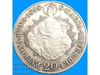 20 кройцера 1848 В - Кремниц Австрия  Мадона Унгарска сребро