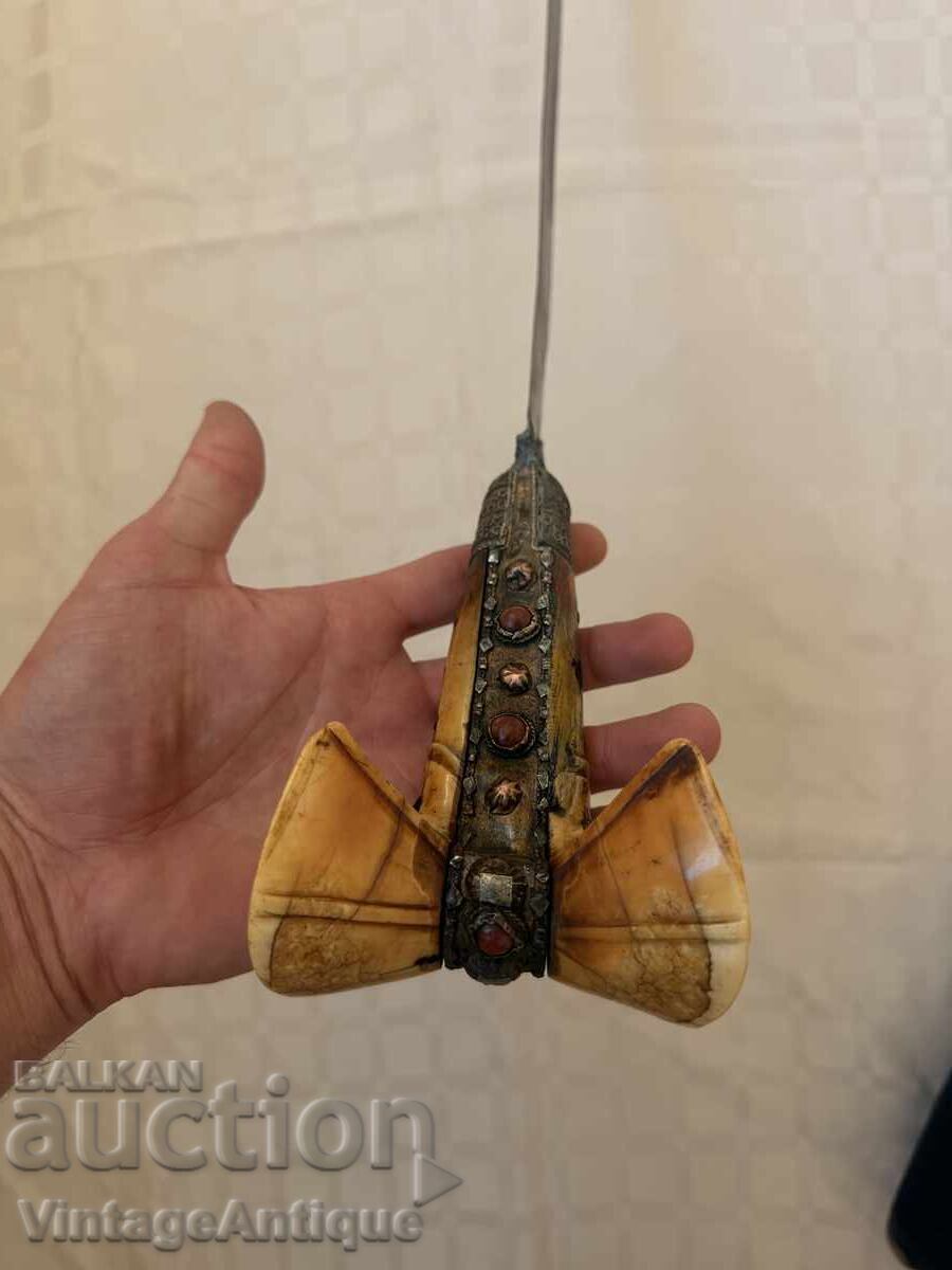 Iatagan otoman cu decorațiuni din coral și inscripție – secolul al XIX-lea - 5
