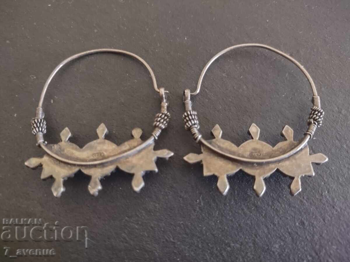 Auction Earrings, silver with natural Garnet stone jewelry for traditional costume Auction Earrings, silver with natural Garnet stone jewelry for traditional costume