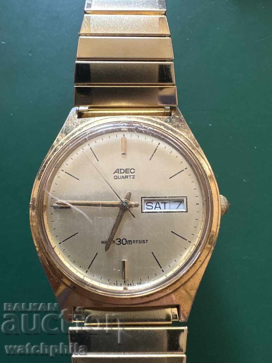 Adec Quartz rare gold-plated men's watch. Excellent condition with price € 0.01 | 0.02 BGN