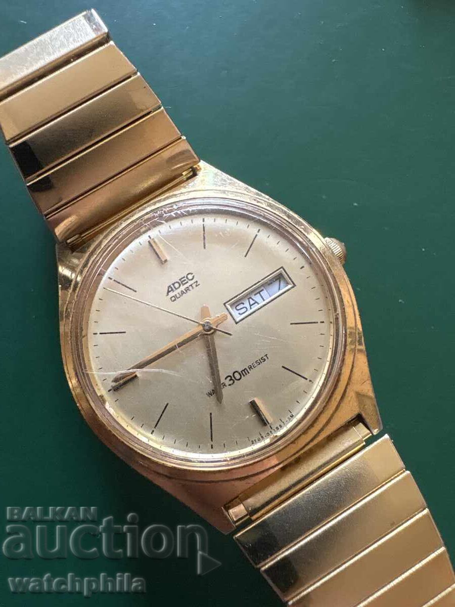 Adec Quartz rare gold-plated men's watch. Excellent condition