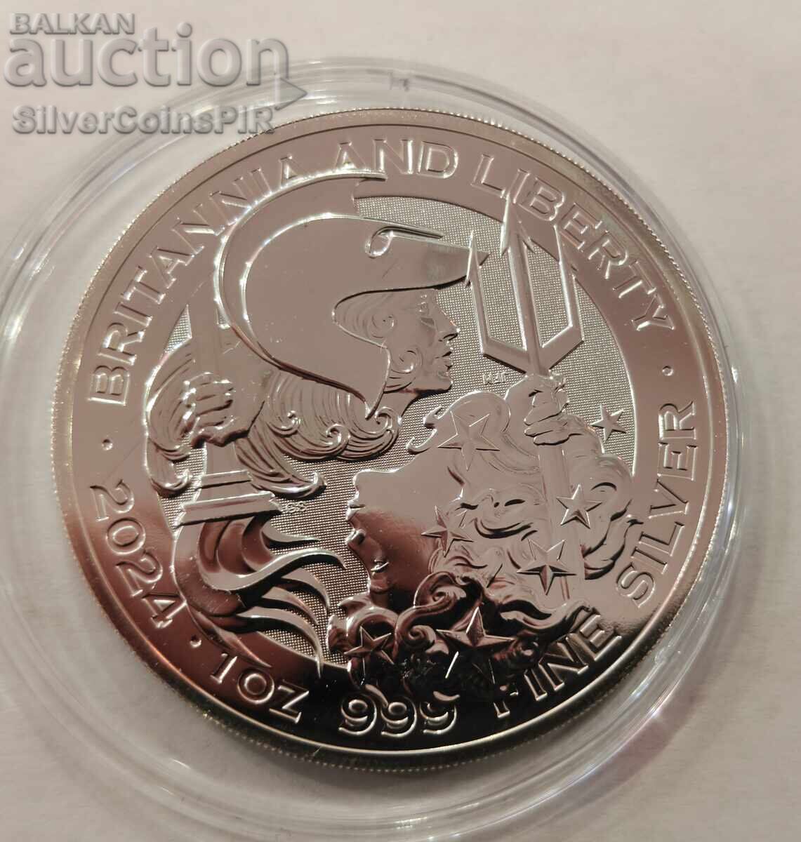 Silver 1 oz Britannia and Liberty 2024 UK