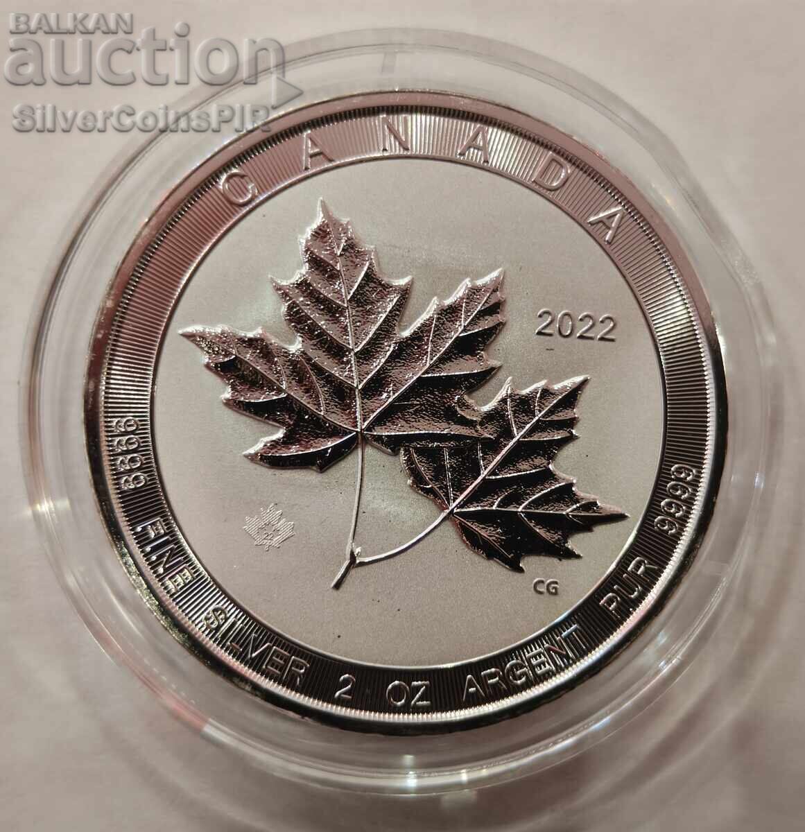 Argint 2 oz Frunză de Arțar 2022 Canada