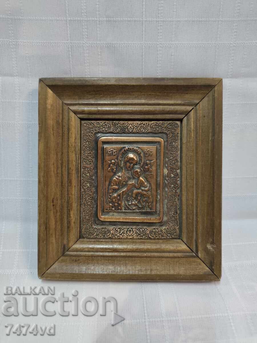 Χάλκινη εικόνα Παναγία με το Θείο Βρέφος