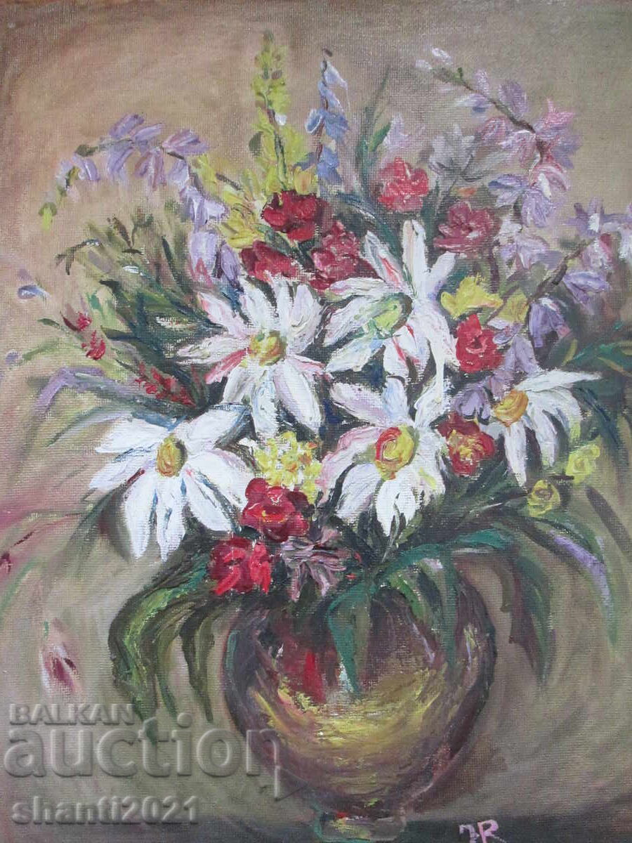 Голяма картина ,масло, фазер, подпис, 57х47см. - 5