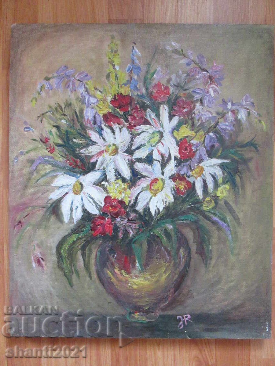 Голяма картина ,масло, фазер, подпис, 57х47см.