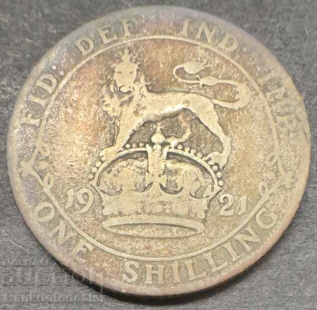 England 1 Shilling 1921 George V 500% Sterling Silver England 1 Shilling 1921 George V 500% Sterling Silver