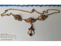 Vintage necklace - garnet gold-plated
