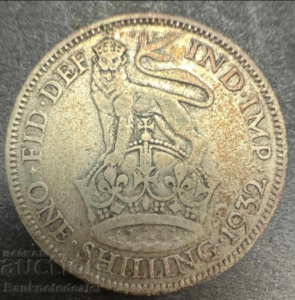 England 1 Shilling 1932 George V 500% Sterling Silver