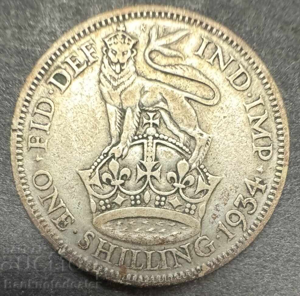 England 1 Shilling 1934 George V 500 Sterling Silver England 1 Shilling 1934 George V 500 Sterling Silver
