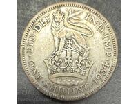 England 1 Shilling 1934 George V 500 Sterling Silver