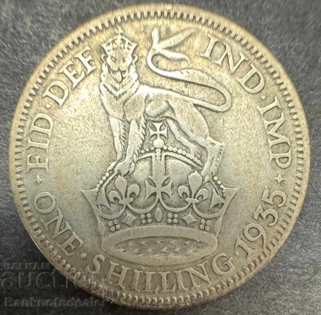 England 1 Shilling 1935 George V 500% Sterling Silver England 1 Shilling 1935 George V 500% Sterling Silver