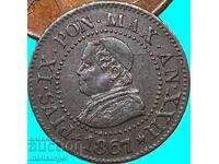 1 centesimo 1867 Vatican Pius IX Roma - rară, mică și scumpă