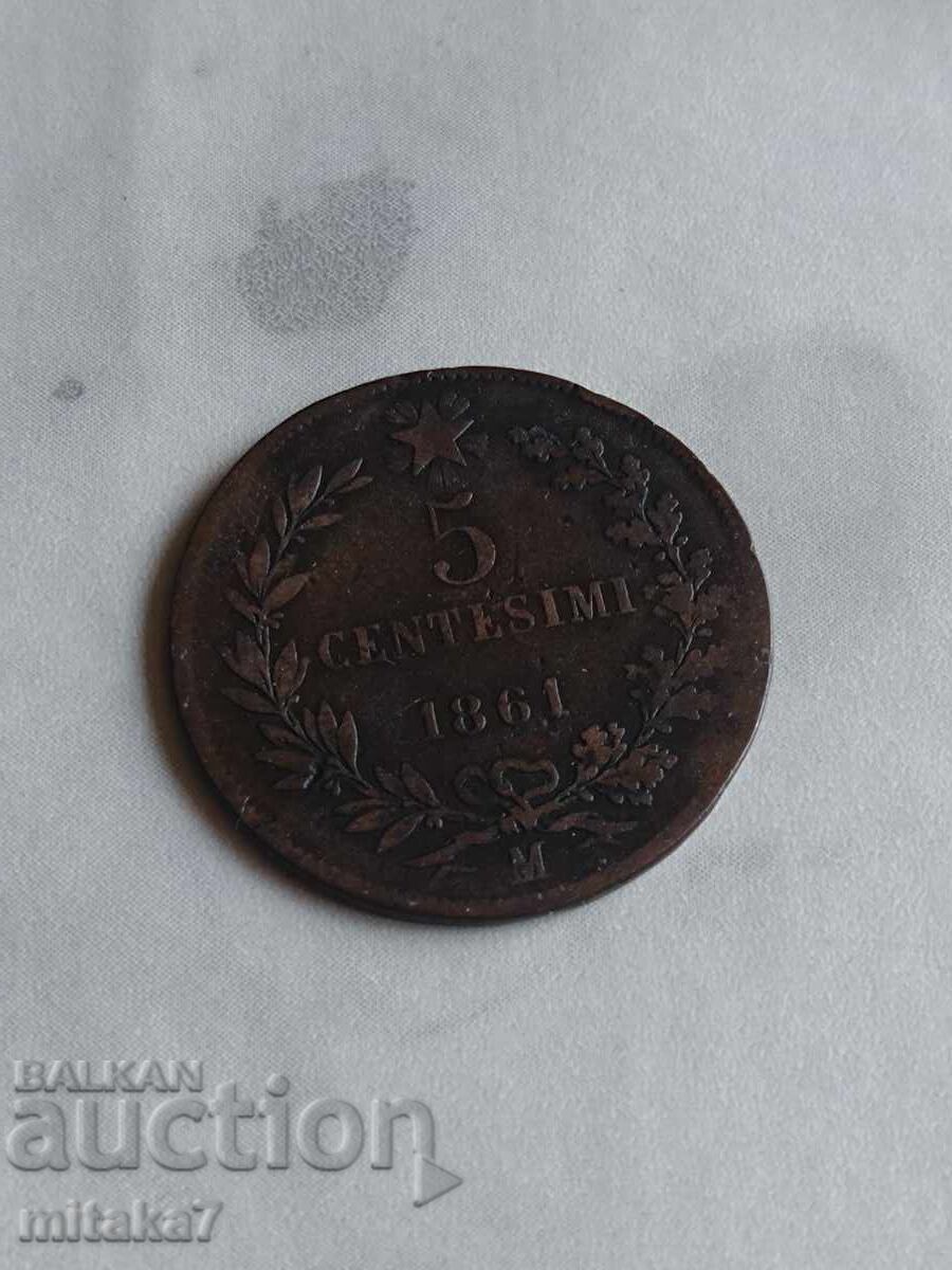 5 чентесими 1861 година, Италия