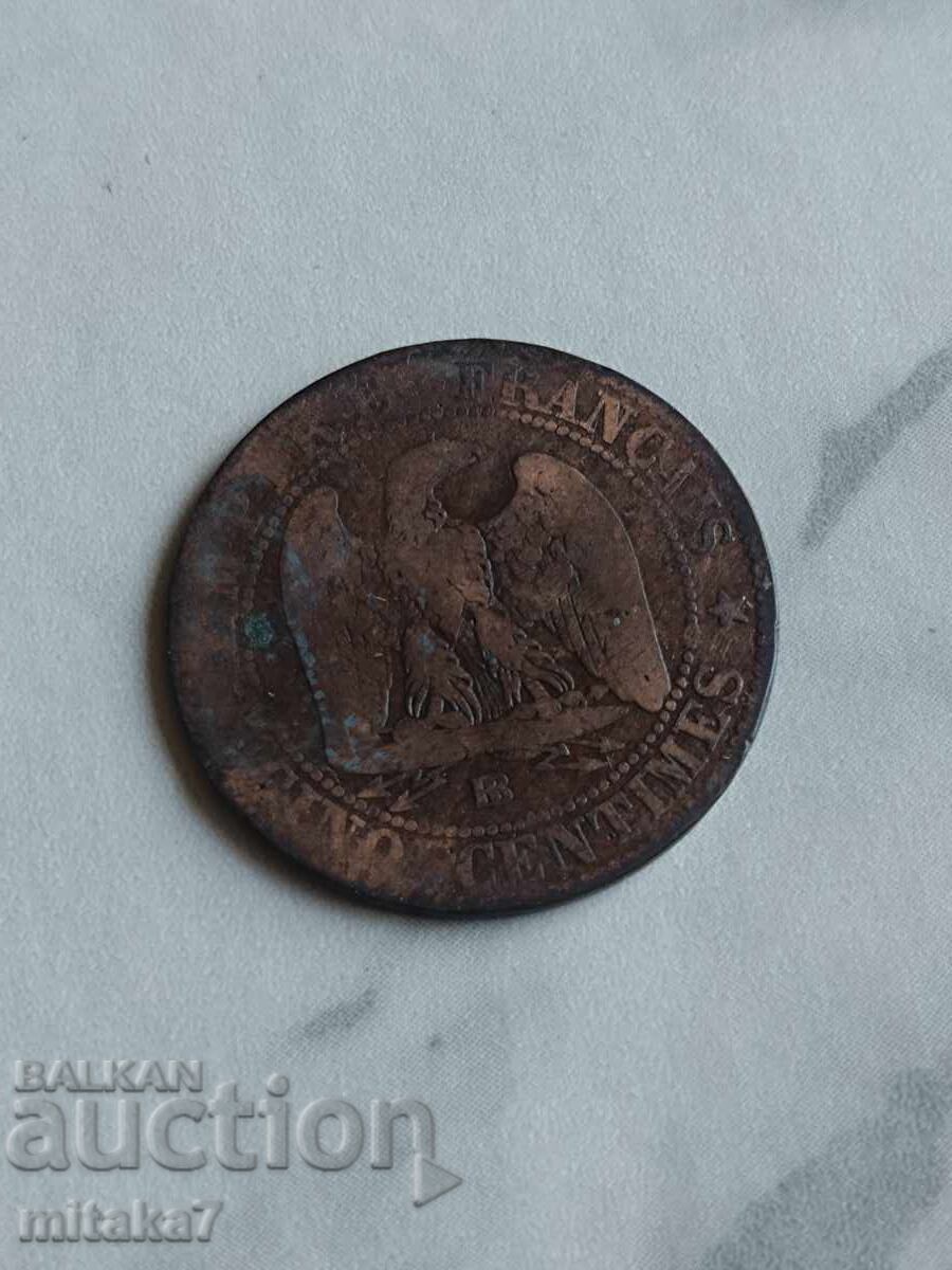 5 сантима 1855 година, Франция с цена € 0.40 | 0.78 лв.