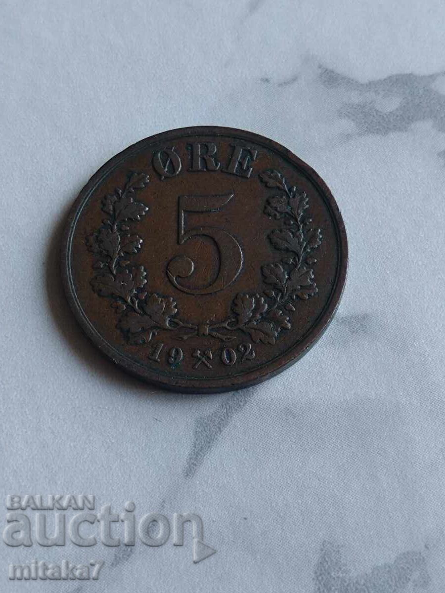 5 øre 1902, Norway