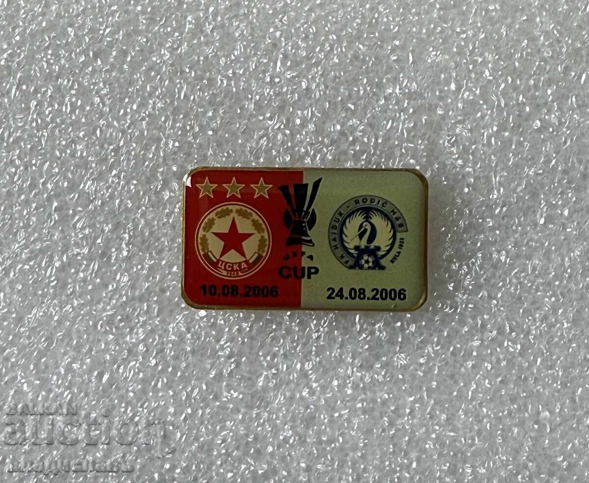 Insignă de fotbal CSKA - Hajduk Kula 2006 Cupa UEFA