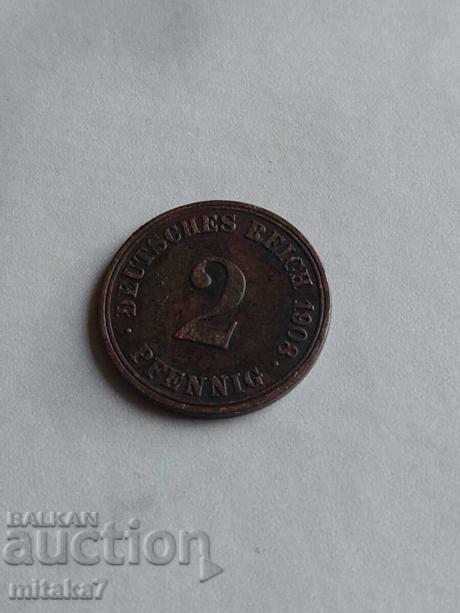 2 pfennig 1908, Germania 2 pfennig 1908, Germania