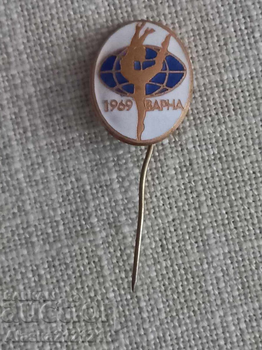 Badge - Gymnastics Varna 1969 enamel