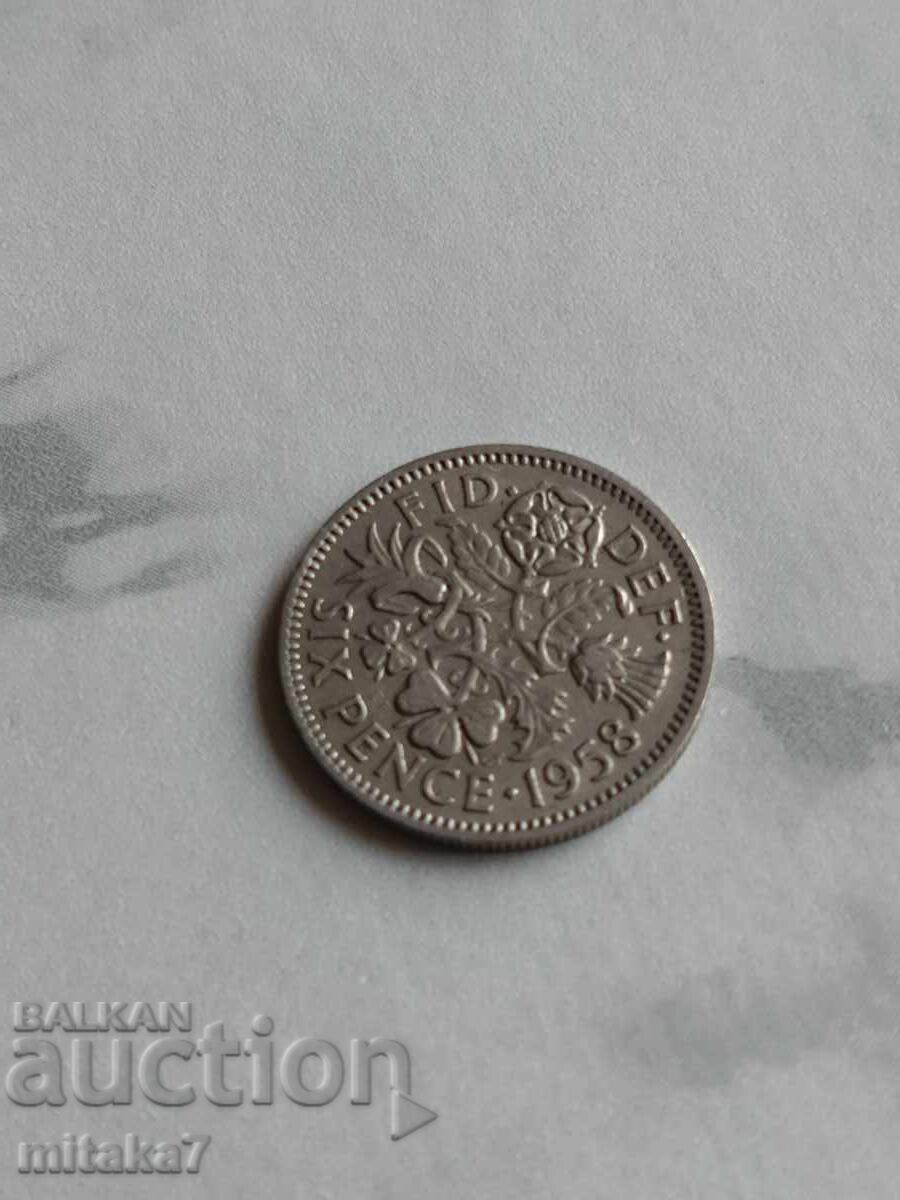 6 pence 1958, Great Britain