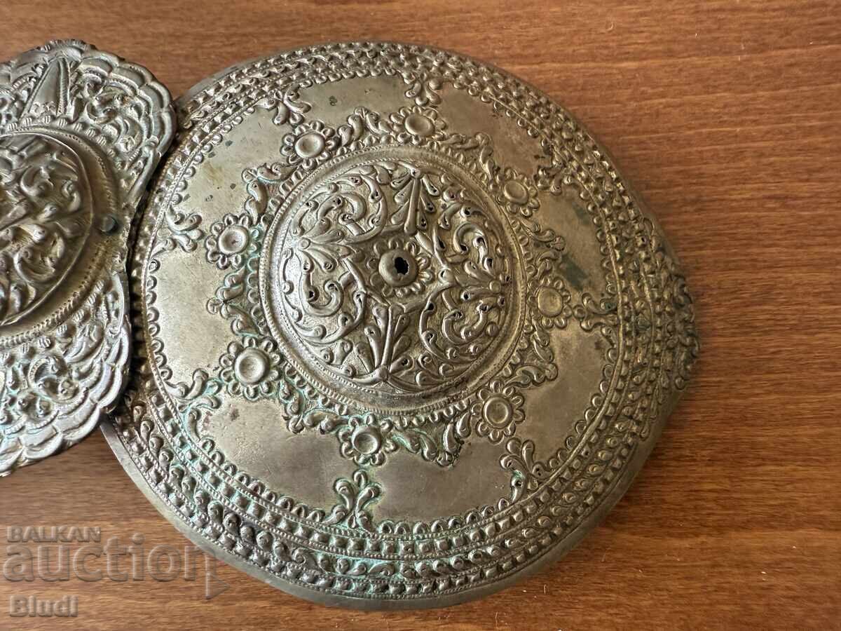 Large old belt buckles white metal - 6