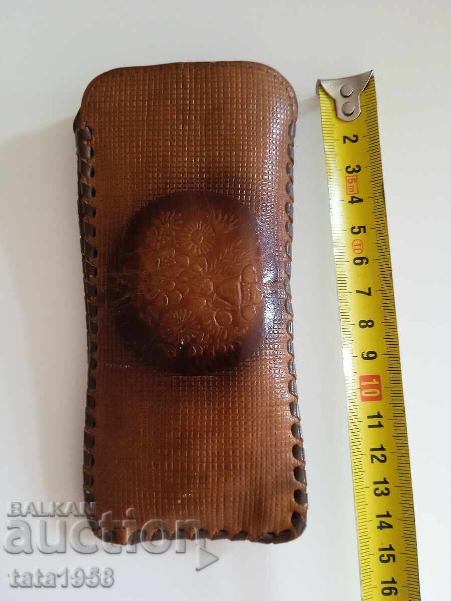 Toc de ochelari din piele naturală vintage
