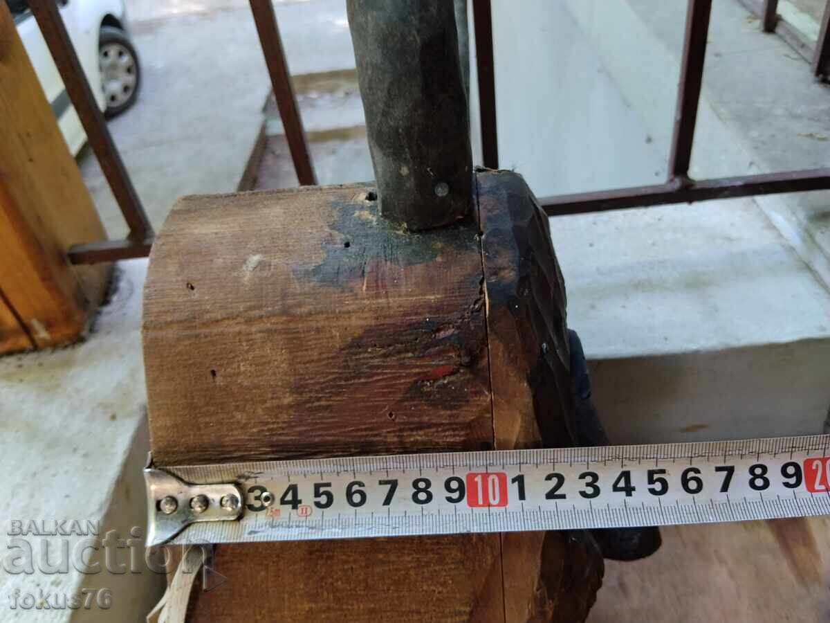 Παλιά ξύλινη μάσκα Κούκερου - χειροποίητη - 5