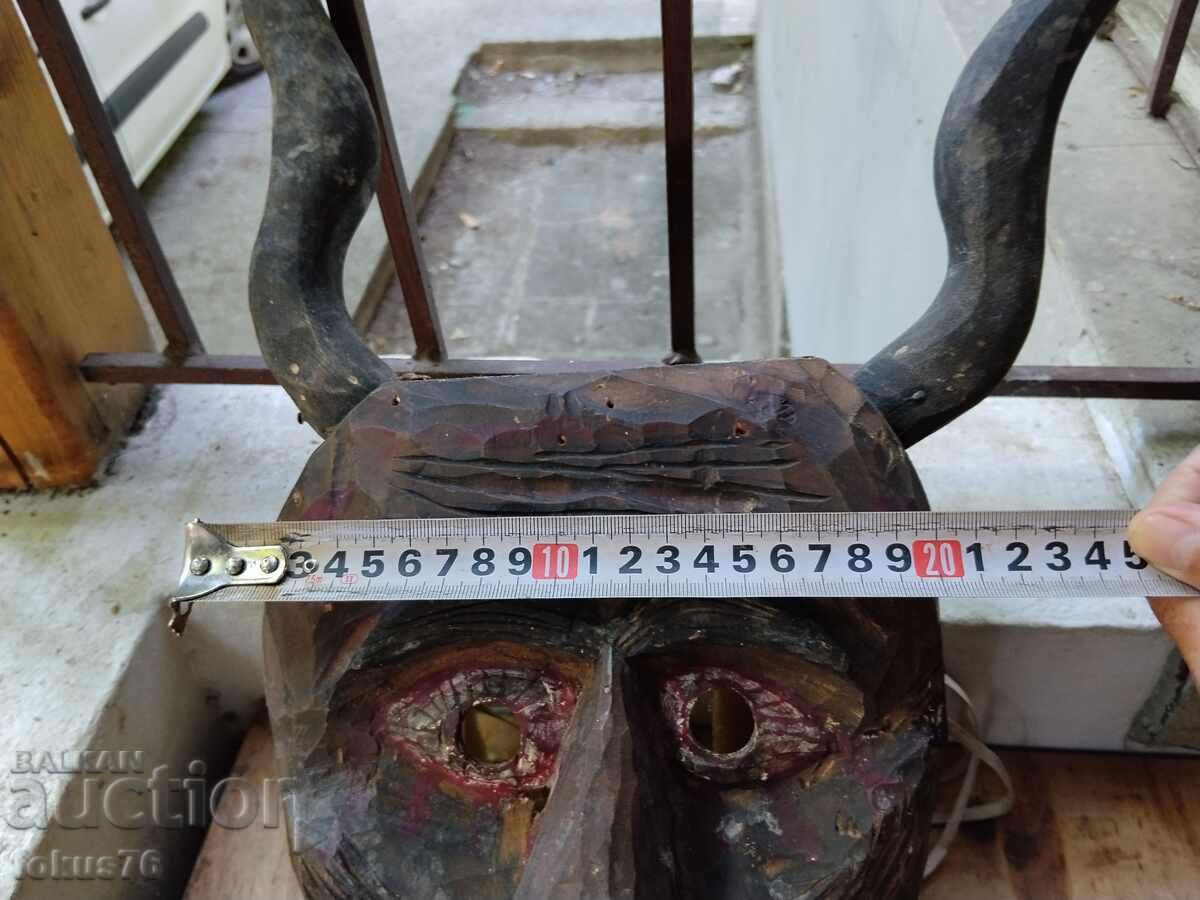 Παλιά ξύλινη μάσκα Κούκερου - χειροποίητη - 7